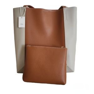 Ximi Faux Leather Tote Bag with Pouch 14.5" X 15" USED ONLY ONCE